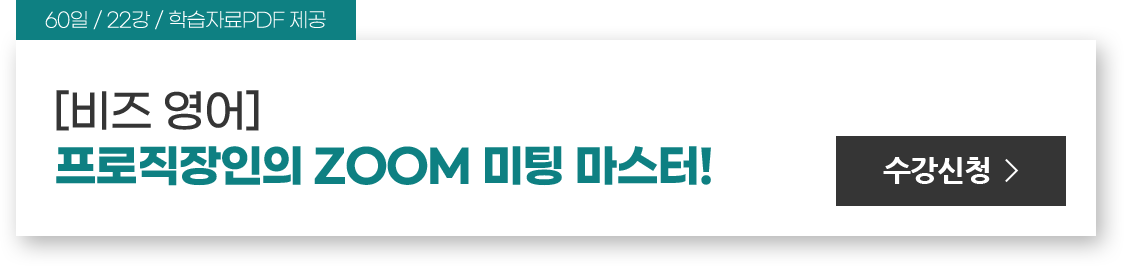 60일/ 22강/ 학습자료PDF 제공 [비즈 영어] 프로직장인의 ZOOM 미팅 마스터!