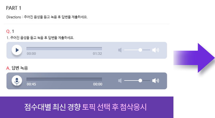 점수대별 최신 경향 토픽 선택 후 첨삭응시