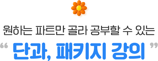 원하는 파트만 골라 공부할 수 있는 단과, 패키지 강의